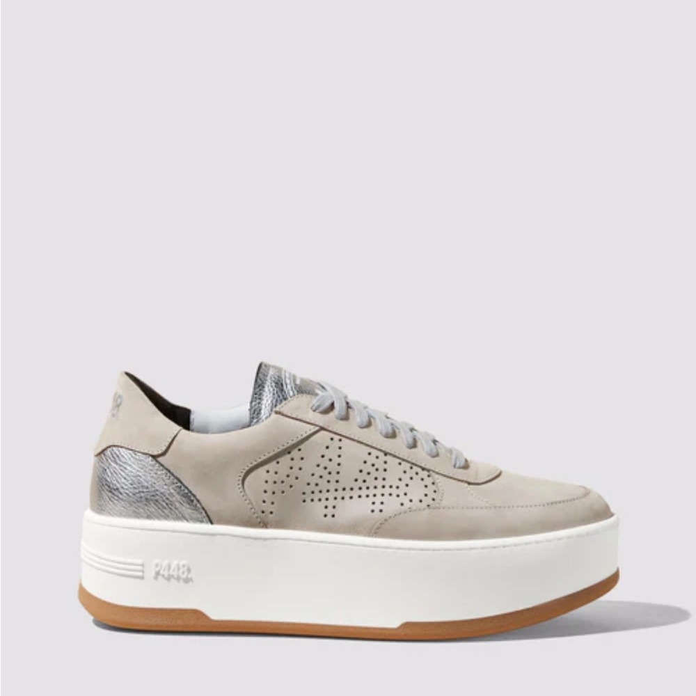 NEW P448 Beige and Silver Women’s Sneakers